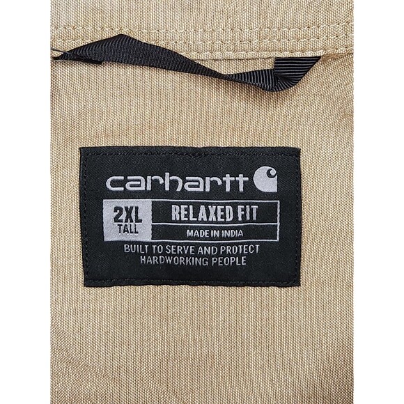 NWT Carhartt Rugged Flex Shirt Men's 2XLT Beige S/S Button Down Chambray Relaxed - Picture 4 of 9